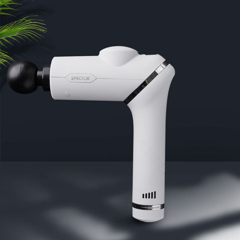 Spector Massage Gun 90° Rotatable Deep Tissue Percussion Muscle Vibrating White