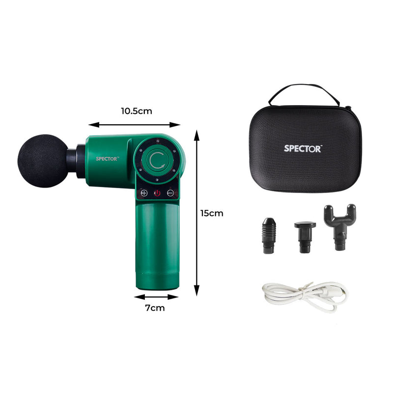 Spector Massage Gun 90°Rotatable Pocket Massager Tissue Muscle Percussion Green