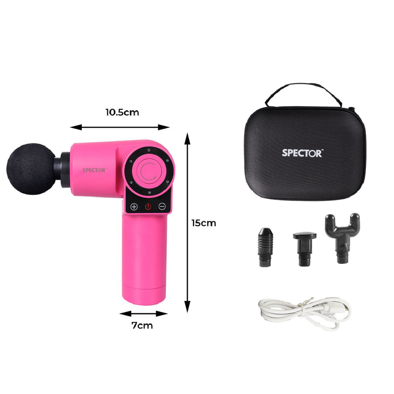 Spector Massage Gun 90° Rotatable Pocket Massager Tissue Muscle Percussion Pink