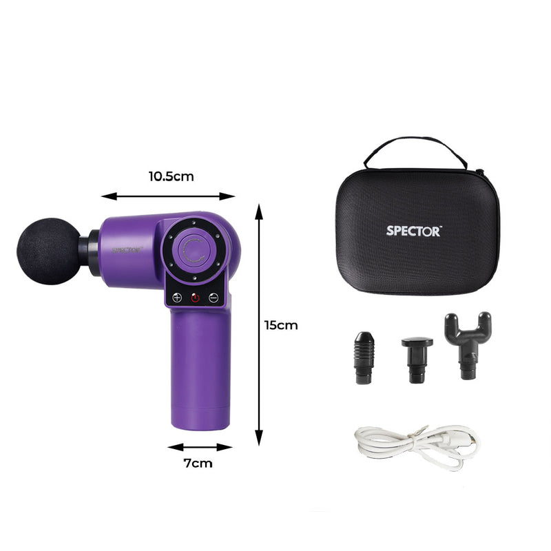 Spector Massage Gun 90°Rotatable Pocket Massager Tissue Muscle Percussion Purple