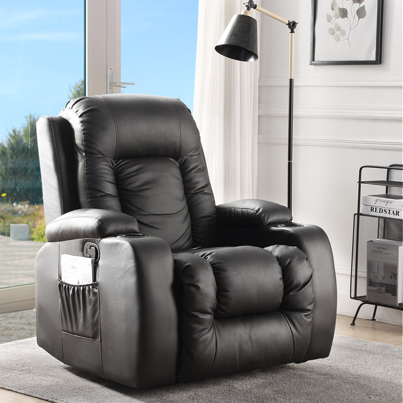 Levede Recliner Chair Electric Massage Chairs Leather Lounge Sofa Heated Black