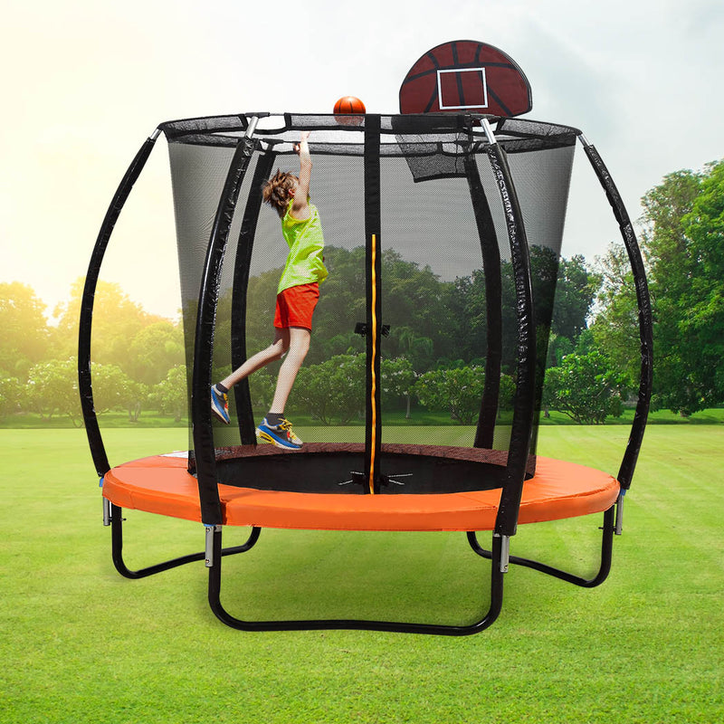 Trampoline Round Trampolines Mat Springs Net Safety Pads Cover Basketball 8FT