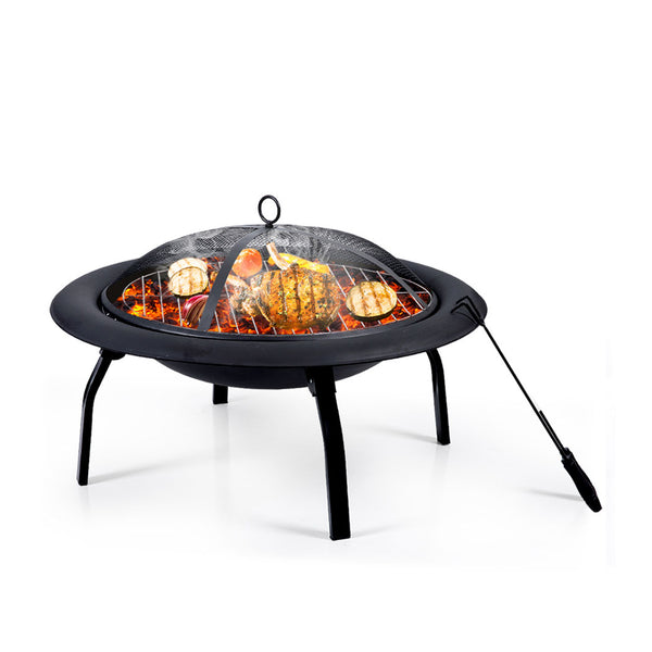 22" Portable Outdoor Fire Pit BBQ Grail Camping Garden Patio Heater Fireplace