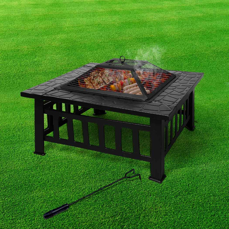 3IN1 Fire Pit BBQ Grill Pits Outdoor Patio Garden Heater Fireplace BBQS Grills