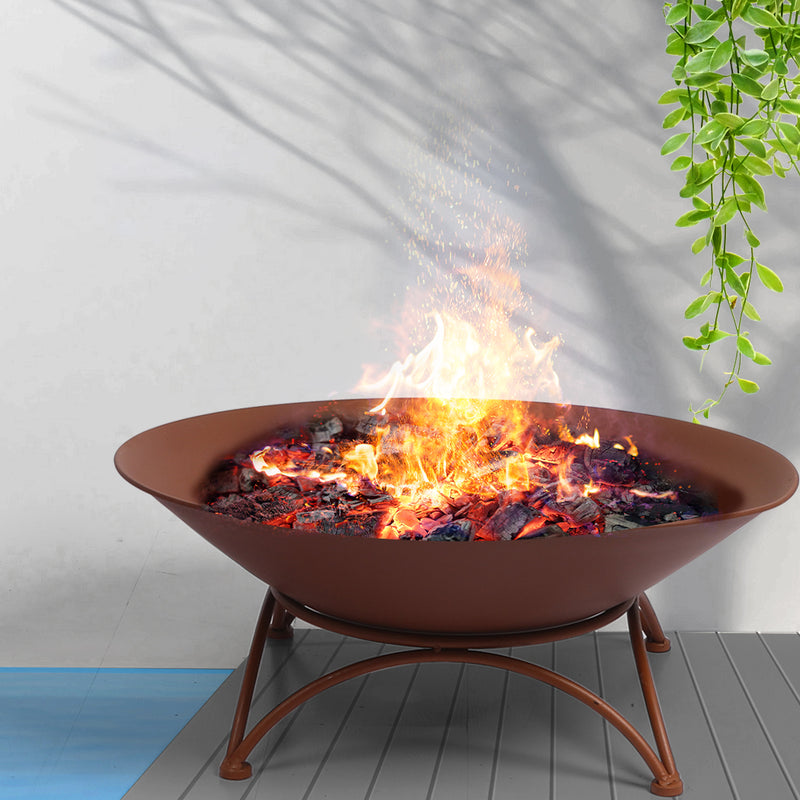 2 IN 1 Fire Pit Outdoor Pits Bowl Steel Firepit Garden Patio Fireplace Heater