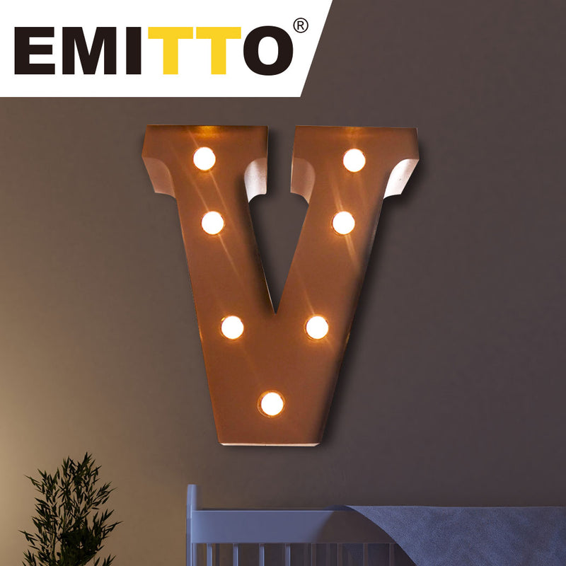 LED Metal Letter Lights Free Standing Hanging Marquee Event Party Decor Letter V