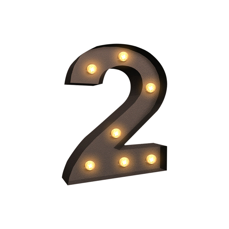 LED Metal Number Lights Free Standing Hanging Marquee Event Party Decor Number 2