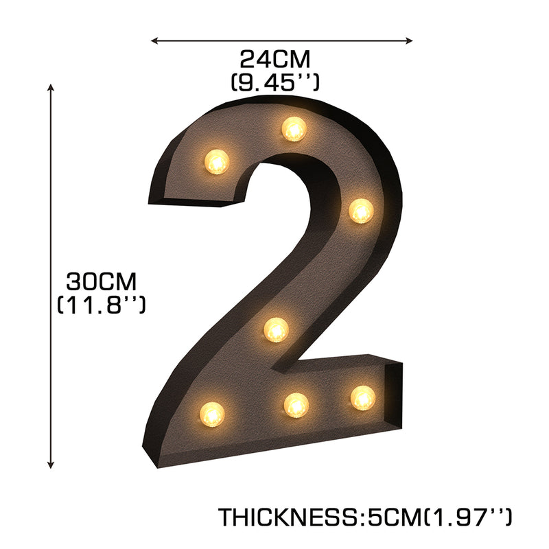 LED Metal Number Lights Free Standing Hanging Marquee Event Party Decor Number 2