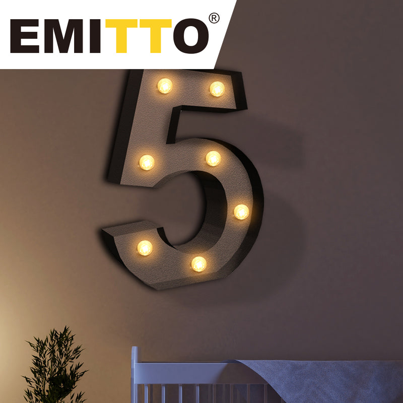 LED Metal Number Lights Free Standing Hanging Marquee Event Party Decor Number 5