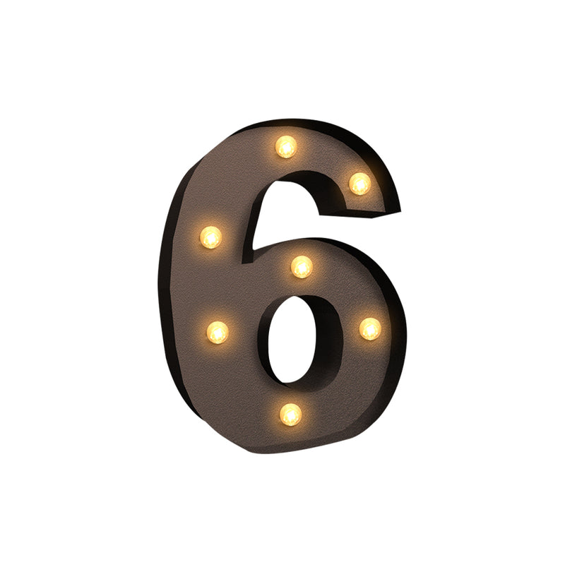 LED Metal Number Lights Free Standing Hanging Marquee Event Party Decor Number 6