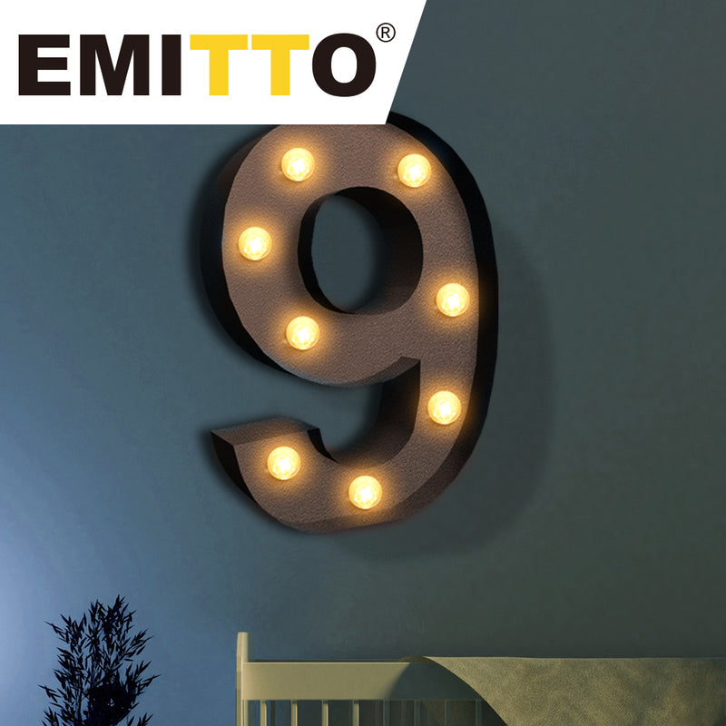 LED Metal Number Lights Free Standing Hanging Marquee Event Party Decor Number 9