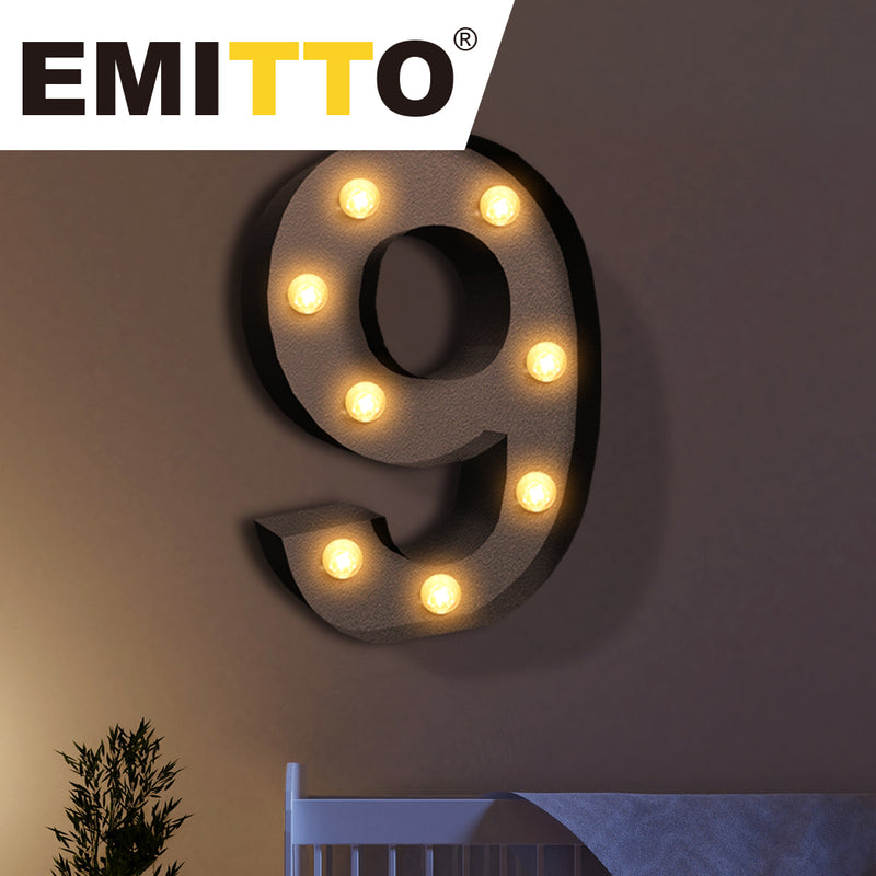 LED Metal Number Lights Free Standing Hanging Marquee Event Party Decor Number 9