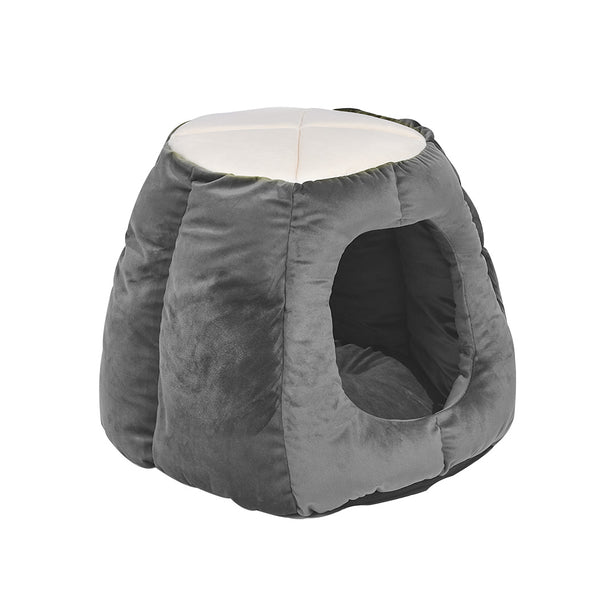 Pet Bed Cat Beds Bedding Castle Igloo Round Nest Comfy Kennel Cave Grey L