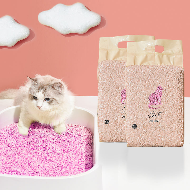 Tofu Cat Litter 6L Edible Crystals Flushable Pipers Sand Biodegradable Peach X2