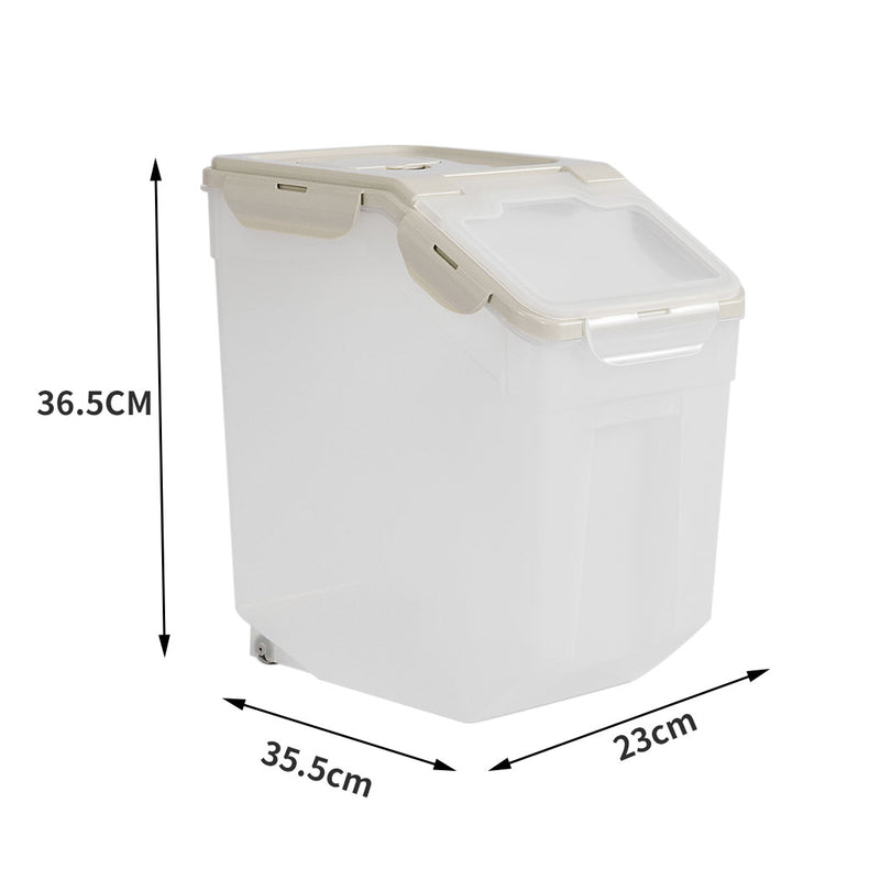 Pet Food Container Dog Cat Feeding Feeder Storage Box With Wheel 10L