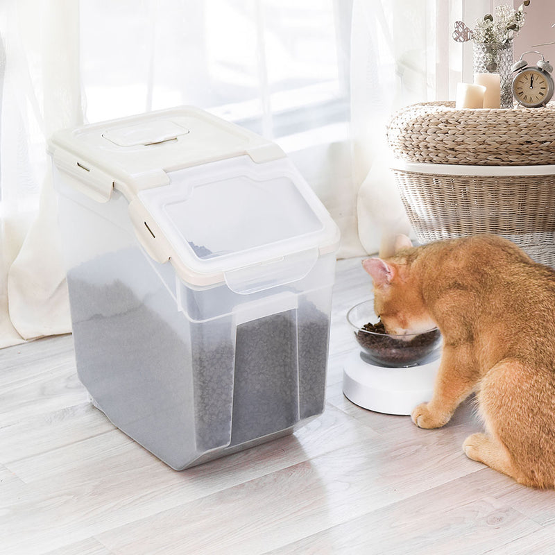 Pet Food Container Dog Cat Feeding Feeder Storage Box With Wheel 5L