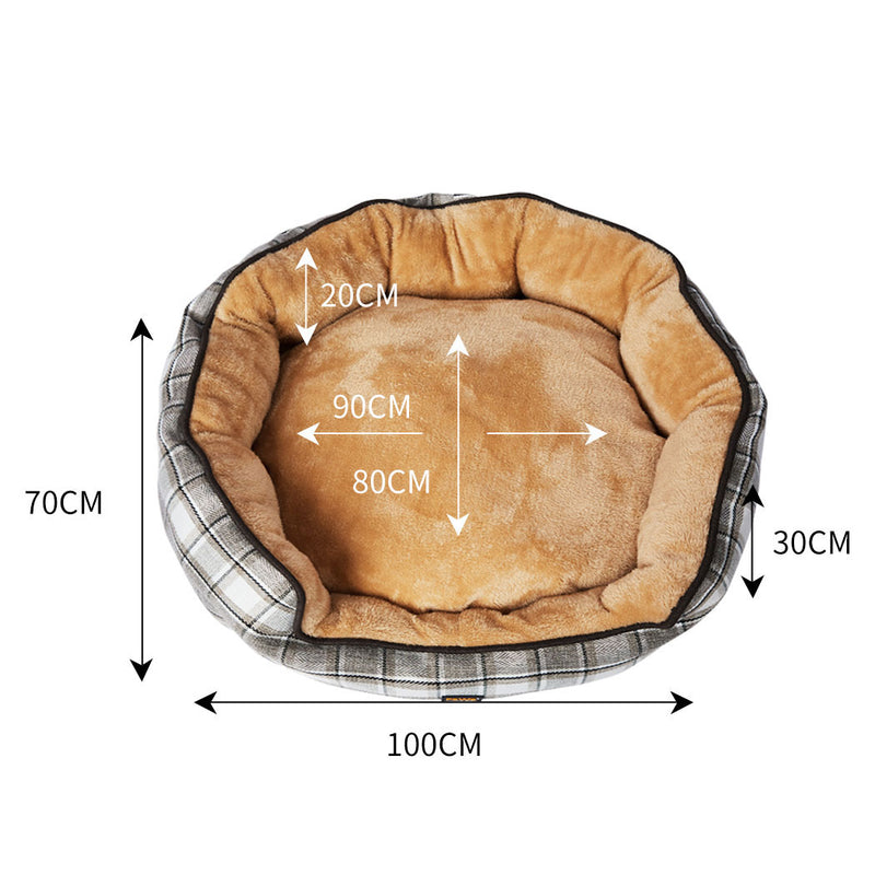 PaWz Pet Bed Set Dog Cat Quilted Blanket Squeaky Toy Calming Warm Soft Nest Checkered XL