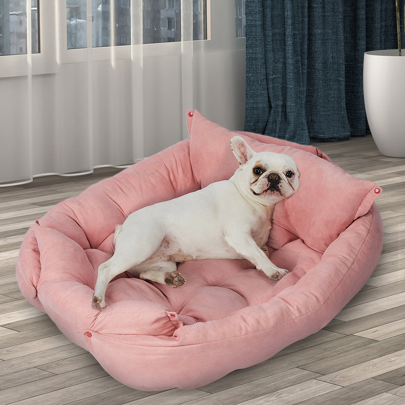 PaWz Pet Bed 2 Way Use Dog Cat Soft Warm Calming Mat Sleeping Kennel Sofa Pink XL