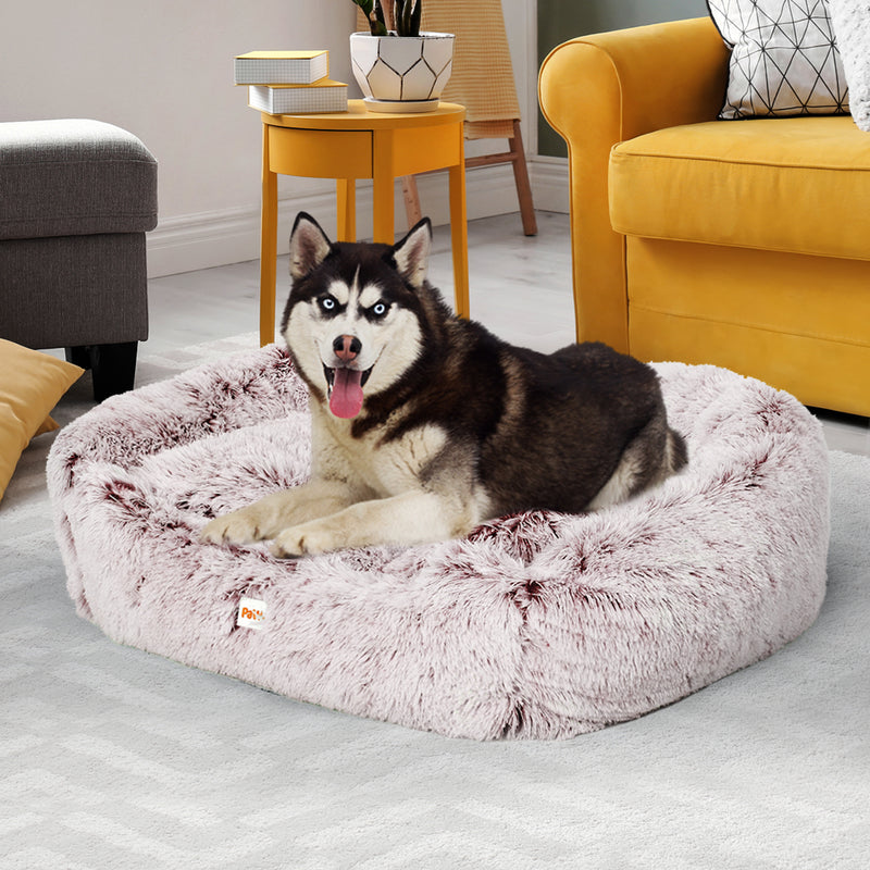 Dog Calming Bed Warm Soft Plush Comfy Sleeping Kennel Cave Memory Foam Pink M