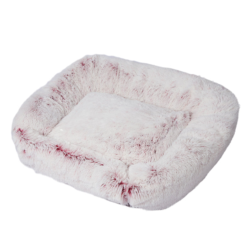 Dog Calming Bed Warm Soft Plush Comfy Sleeping Kennel Cave Memory Foam Pink S