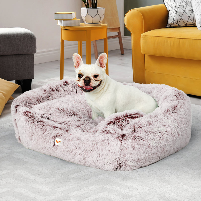 Dog Calming Bed Warm Soft Plush Comfy Sleeping Kennel Cave Memory Foam Pink S