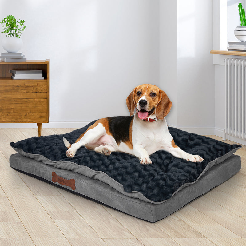 Dog Calming Bed Warm Soft Plush Comfy Sleeping Memory Foam Mattress Dark Grey S