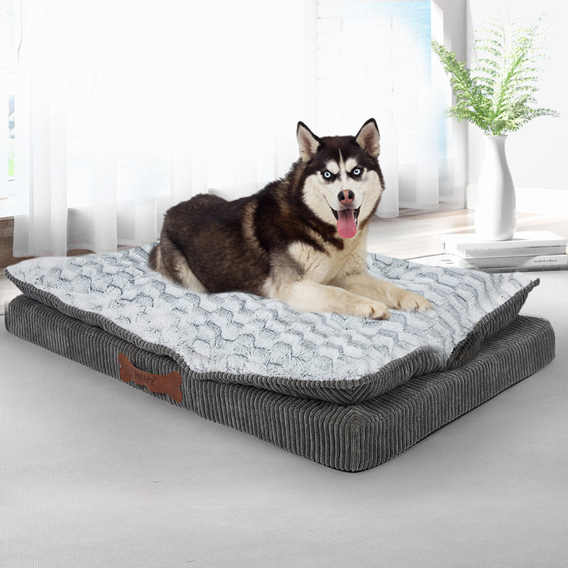 Dog Calming Bed Warm Soft Plush Comfy Sleeping Kennel Cave Memory Foam Mattress M