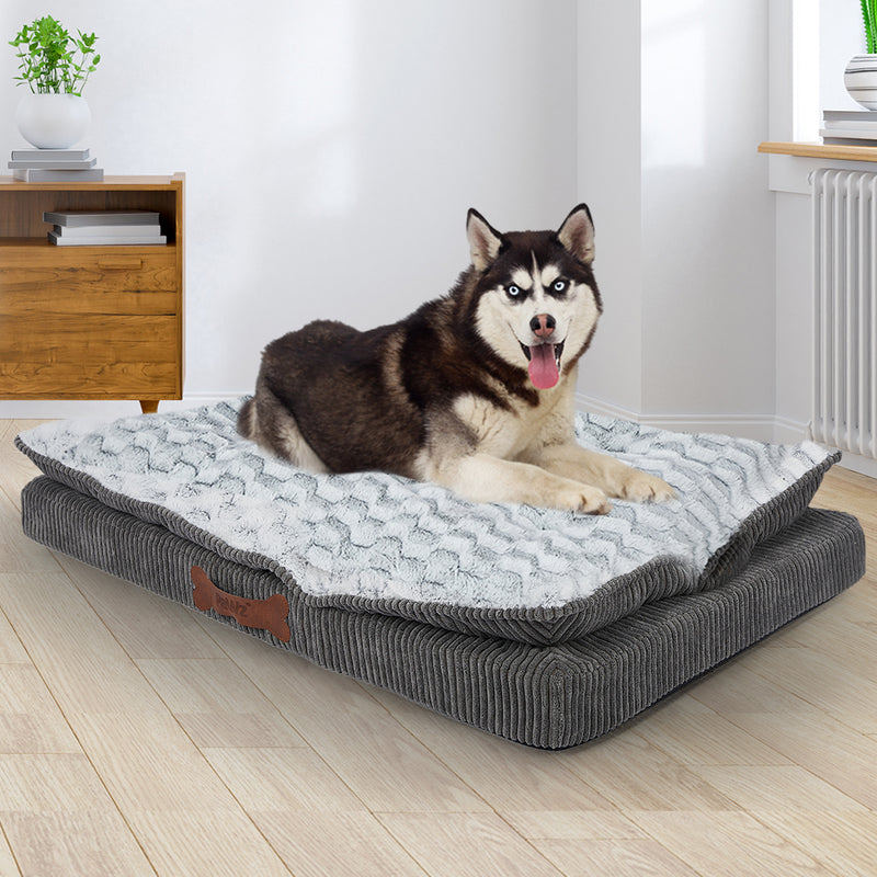 Dog Calming Bed Warm Soft Plush Comfy Sleeping Kennel Cave Memory Foam Mattress M