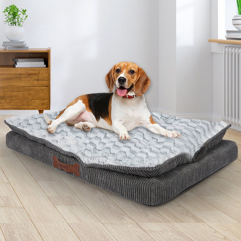 Dog Calming Bed Warm Soft Plush Comfy Sleeping Kennel Cave Memory Foam Mattress S