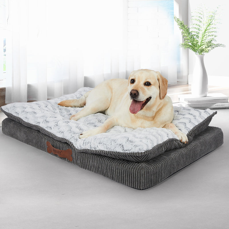 Dog Calming Bed Warm Soft Plush Comfy Sleeping Kennel Cave Memory Foam Mattress XL