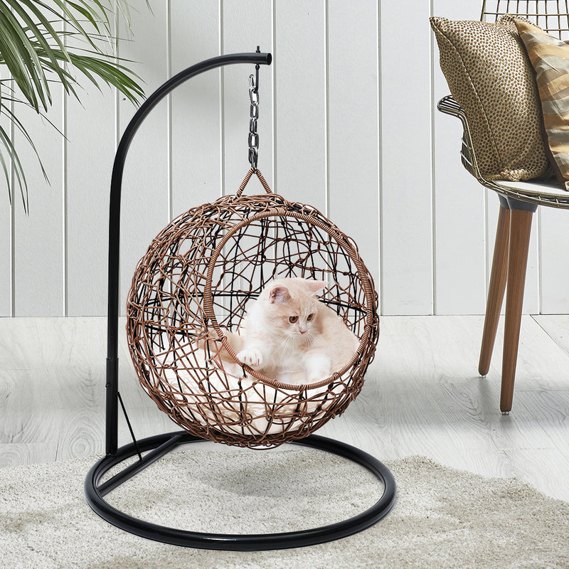 PaWz Rattan Cat Beds Elevated Puppy Wicker Hanging Basket Swinging Egg Chair