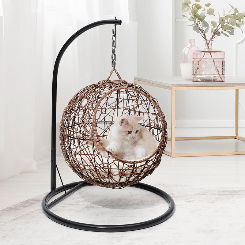 PaWz Rattan Cat Beds Elevated Puppy Wicker Hanging Basket Swinging Egg Chair