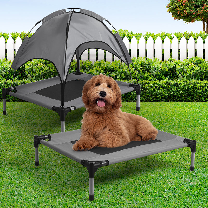 PaWz Pet Trampoline Bed Dog Cat Elevated Hammock With Canopy Raised Heavy Duty M