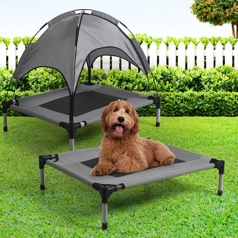 PaWz Pet Trampoline Bed Dog Cat Elevated Hammock With Canopy Raised Heavy Duty S