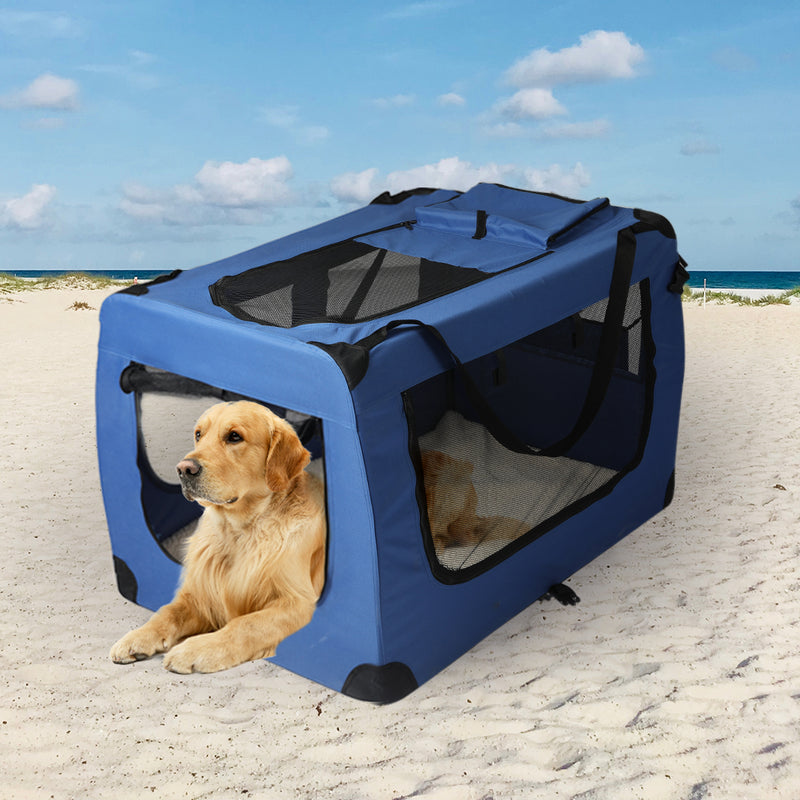 PaWz Pet Travel Carrier Kennel Folding Soft Sided Dog Crate For Car Cage Large L