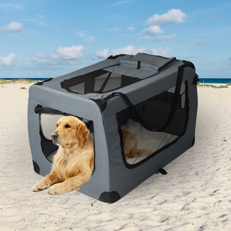 PaWz Pet Travel Carrier Kennel Folding Soft Sided Dog Crate For Car Cage Large L