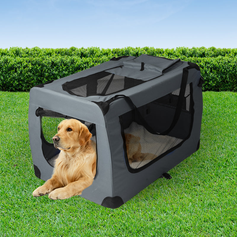 PaWz Pet Travel Carrier Kennel Folding Soft Sided Dog Crate For Car Cage Large L