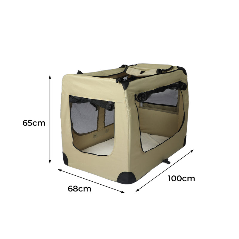 PaWz Pet Travel Carrier Kennel Folding Soft Sided Dog Crate For Car Cage Large L