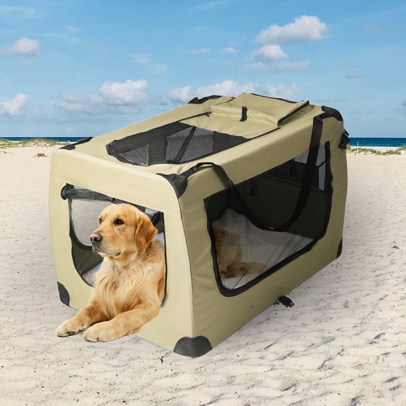 PaWz Pet Travel Carrier Kennel Folding Soft Sided Dog Crate For Car Cage Large L