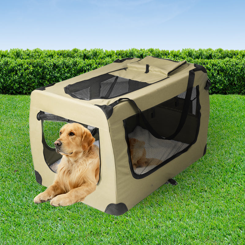 PaWz Pet Travel Carrier Kennel Folding Soft Sided Dog Crate For Car Cage Large L