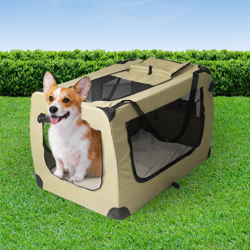 PaWz Pet Travel Carrier Kennel Folding Soft Sided Dog Crate For Car Cage Large S