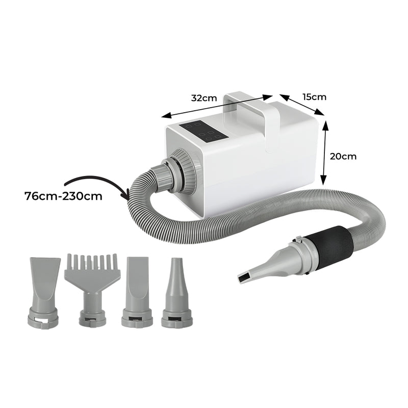 Dog Cat Pet Hair Dryer Grooming Blow Speed Hairdryer Blower Heater Blaster White