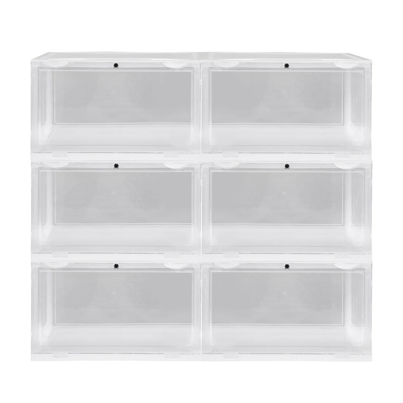 Sneaker Display Case Shoe Storage Box Clear Plastic Boxes Drawer Stackable 6pc