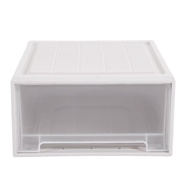 2x Plastic Wide Drawer Shoes Storage Boxes Stackable Clothes Kids Toys Organiser