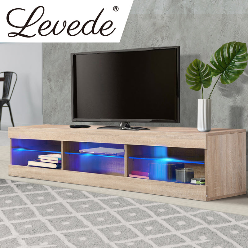 Levede TV Cabinet LED Entertainment Unit Storage Stand Cabinets Modern Wood Oak