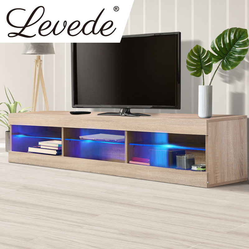 Levede TV Cabinet LED Entertainment Unit Storage Stand Cabinets Modern Wood Oak