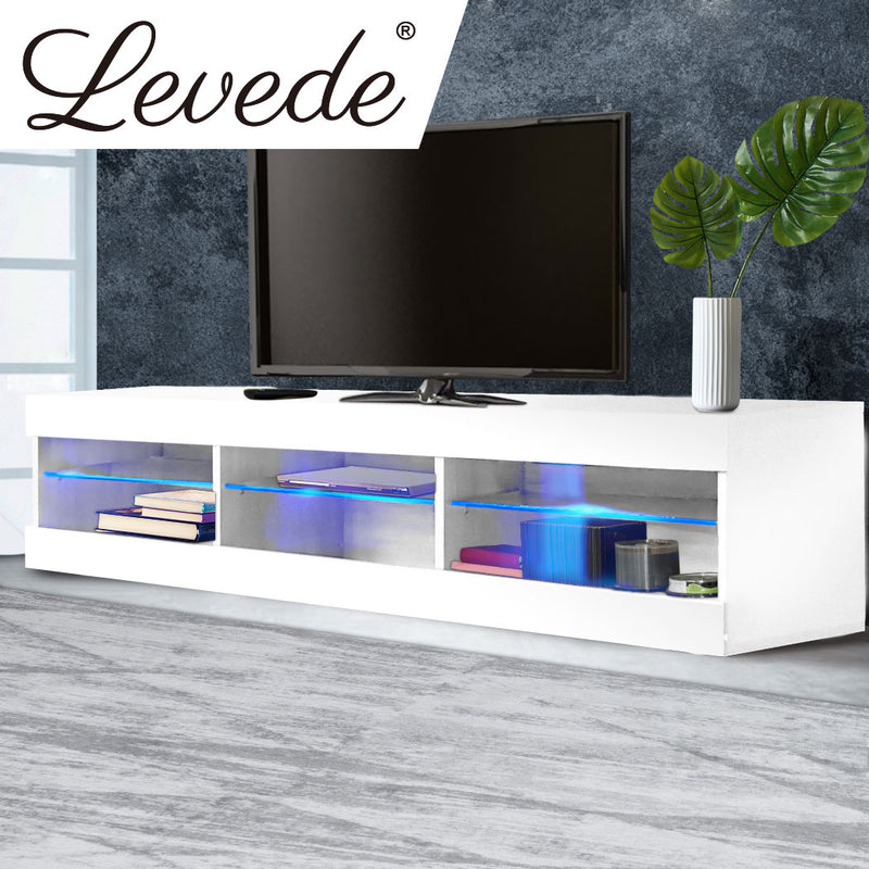 Levede TV Cabinet LED Entertainment Unit Storage Stand Cabinets Modern White