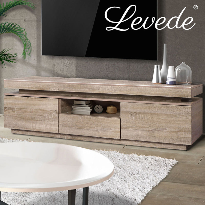 Levede TV Cabinet Entertainment Unit Stand RGB LED Furniture Wooden Shelf 180cm