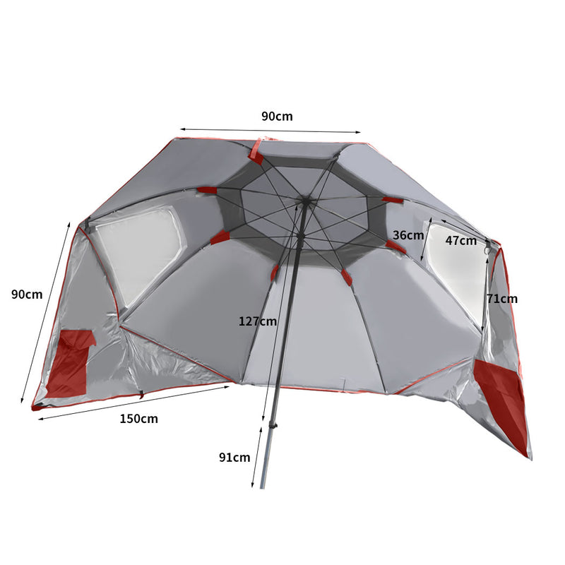 Mountview Beach Umbrella Outdoor Umbrellas Sun Shade Garden Shelter 2.33M Red