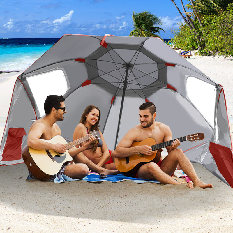 Mountview Beach Umbrella Outdoor Umbrellas Sun Shade Garden Shelter 2.33M Red